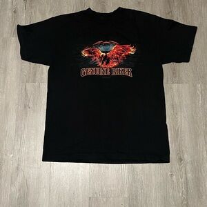Biker Harley style Black T-Shirt with Red and Orange Design